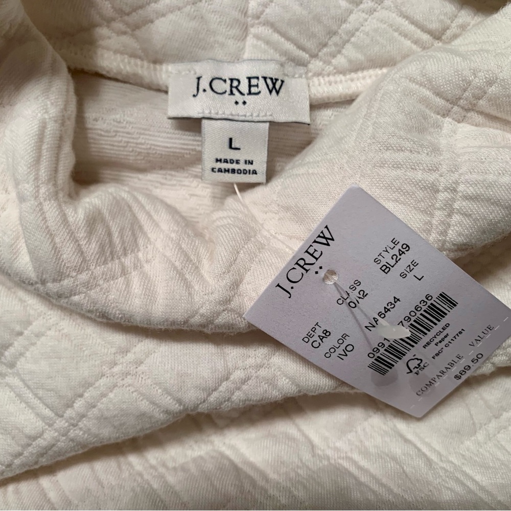 J.Crew Ivory Quilted Mockneck Long Sleeve Pullover Size Large NWT - Picture 5 of 9